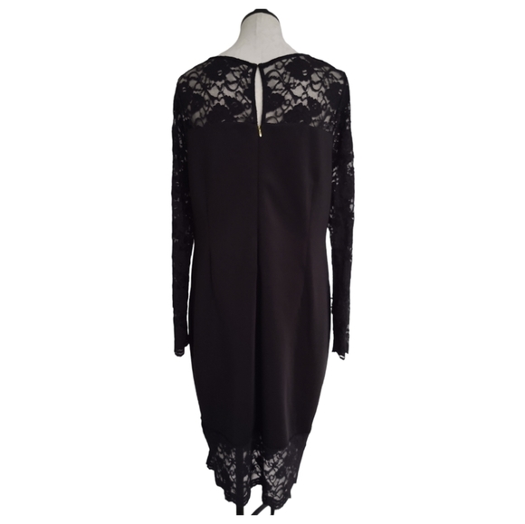 Thalia Sodi Dress Floral Scuba Sheath Black Lace Long Sleeves & Hem Size XL - Picture 6 of 14